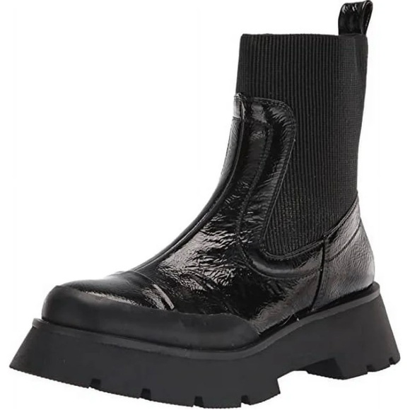 SAM EDELMAN | LARISSA BLACK ROUNDED TOE PULL ON CHUNKY HEEL PLATFORM BOOT SIZE 9 - Picture 2 of 9